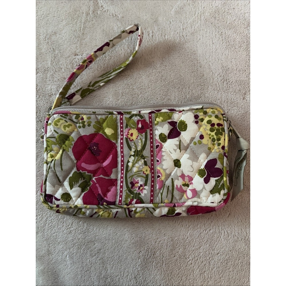 Boho Vera Bradley Retired Make Me Blush Quilted Wristlet Wallet 7"x3.5" Cottage